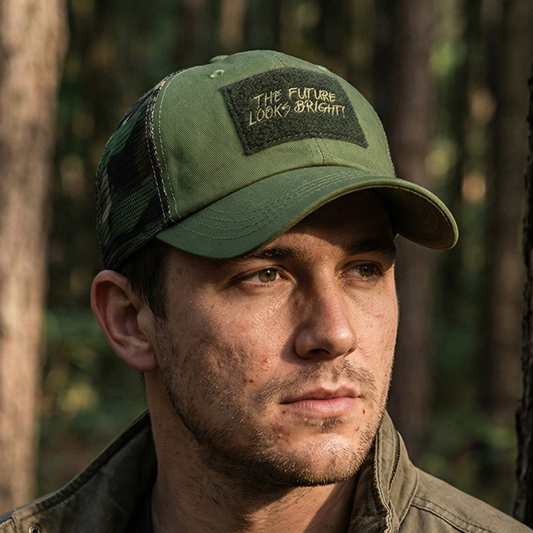 Future Looks Bright Army Green Camo Trucker Patch Snapback Hat