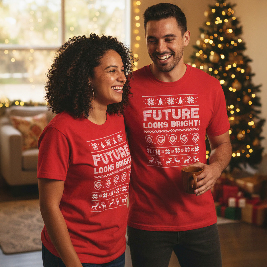 Future Looks Bright Red Christmas Short Sleeve T-Shirt