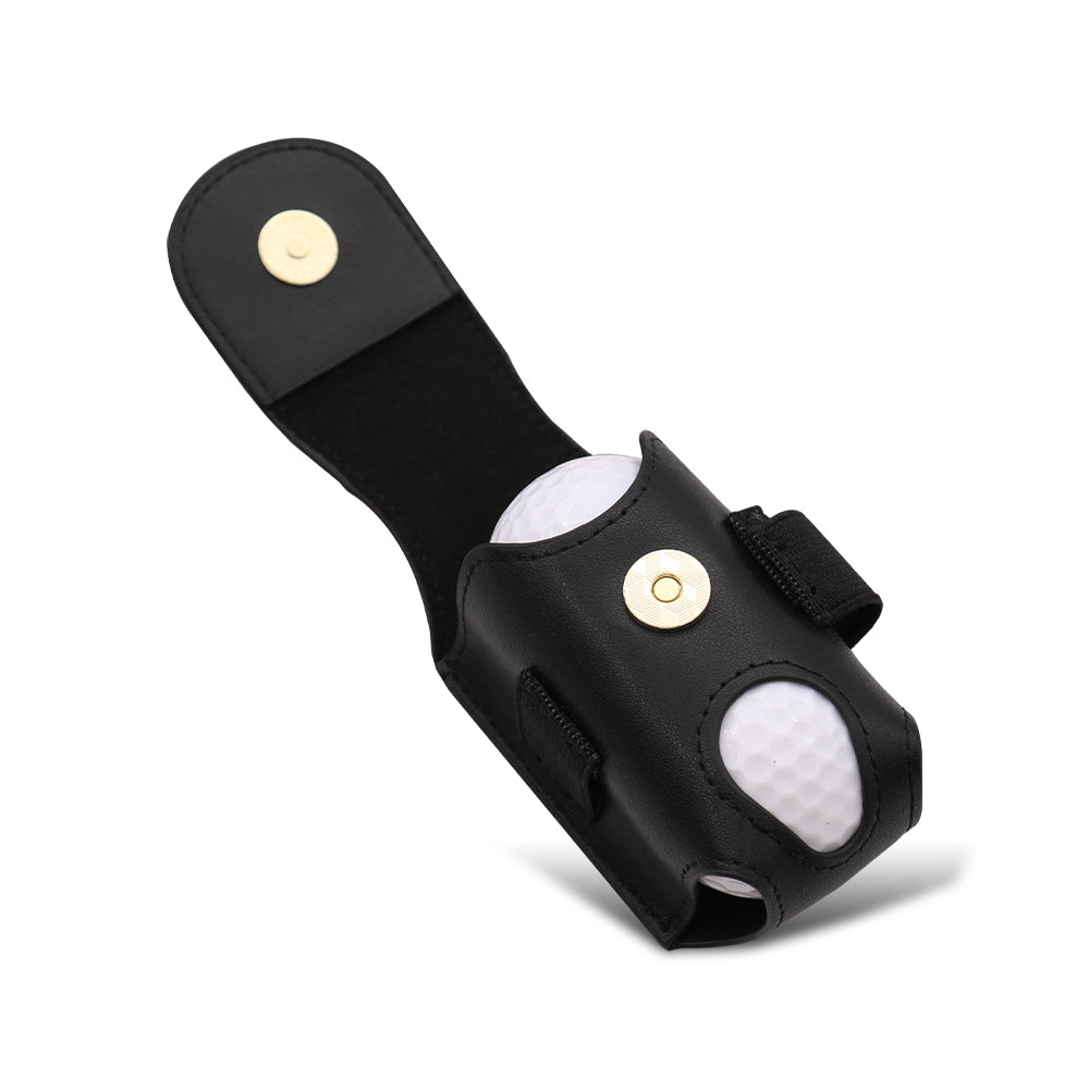 Future Looks Bright Black Embossed Leather Golf Ball and Tee Caddy