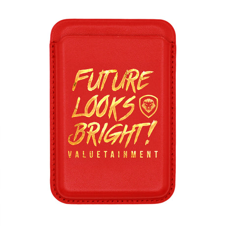 Future Looks Bright Red and Gold Leather RFID Credit Card Holder