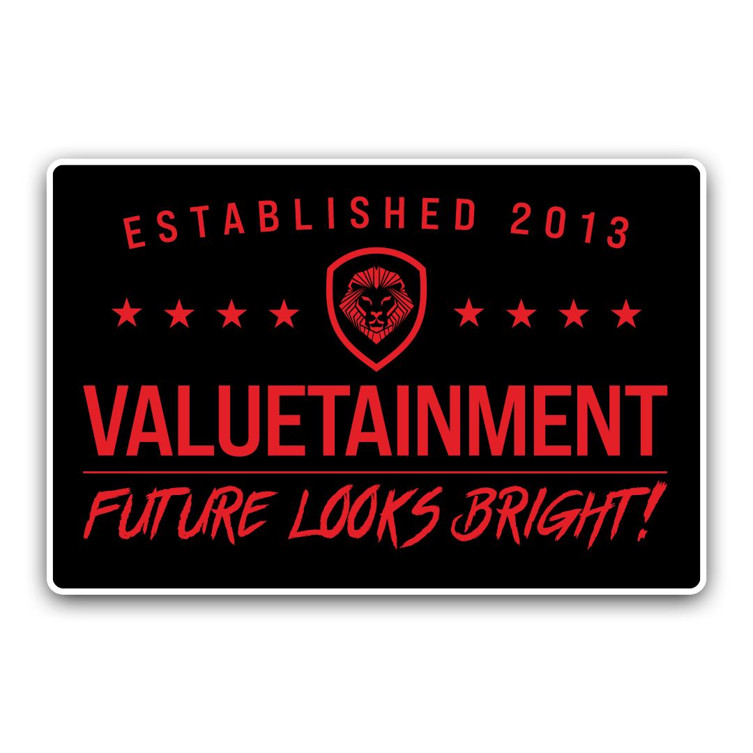 EST VALUETAINMENT STICKER (4.5"x3") - Red