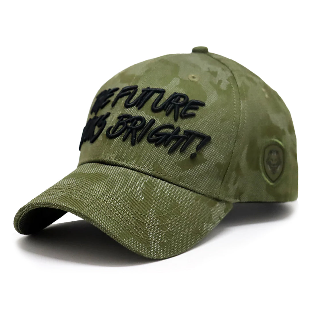 VT Shield Logo Future Looks Bright Army Green Textured Snapback Hat