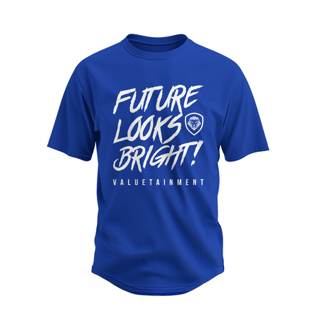 Future Looks Bright Premium Curved Hem Royal Blue and White Short Sleeve T-Shirt