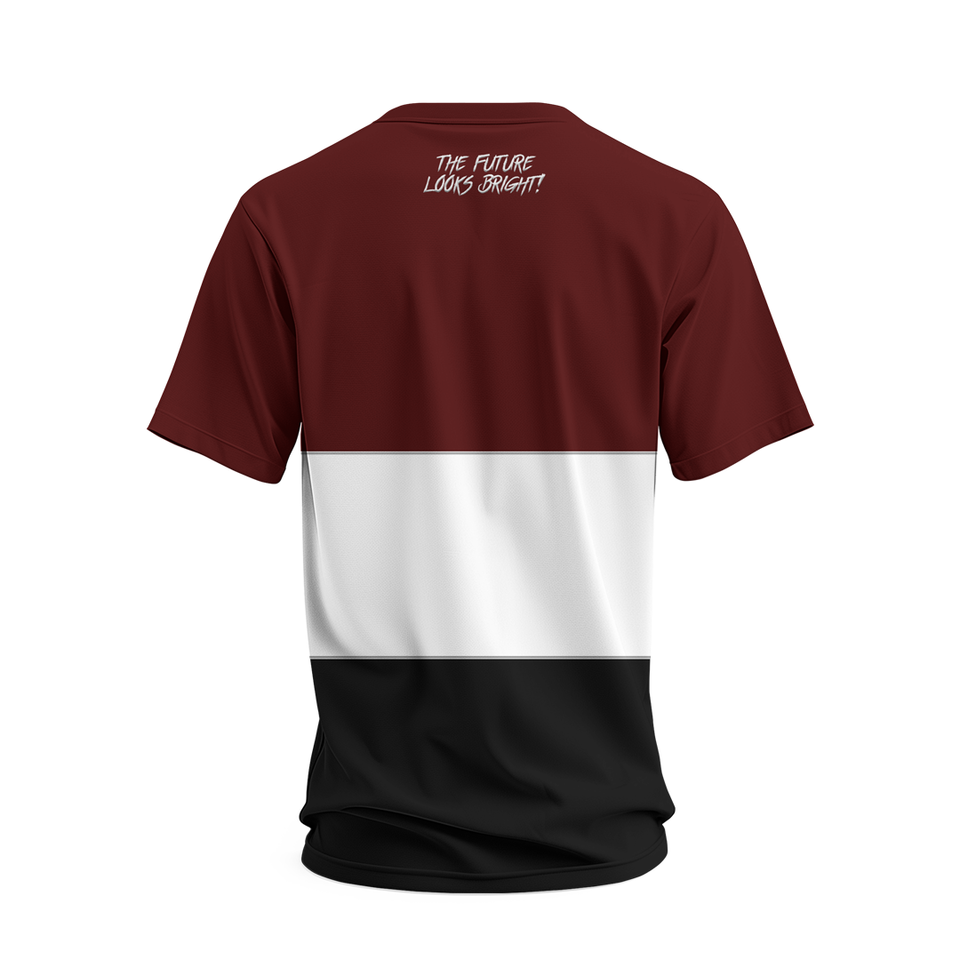 Future Looks Bright Lion Shield Maroon Tri Color Premium Short Sleeve T-Shirt