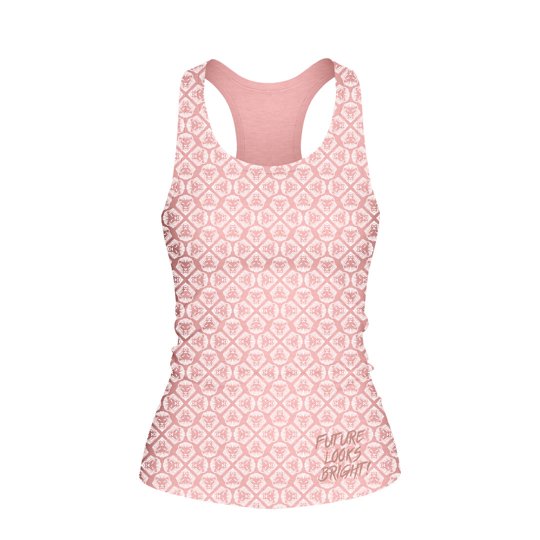 Women's Future Looks Bright Blush Lion Pattern Print Performance Midi Tank