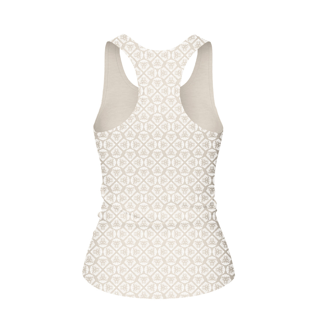 Women's Future Looks Bright Coconut Cream Lion Pattern Print Performance Midi Tank
