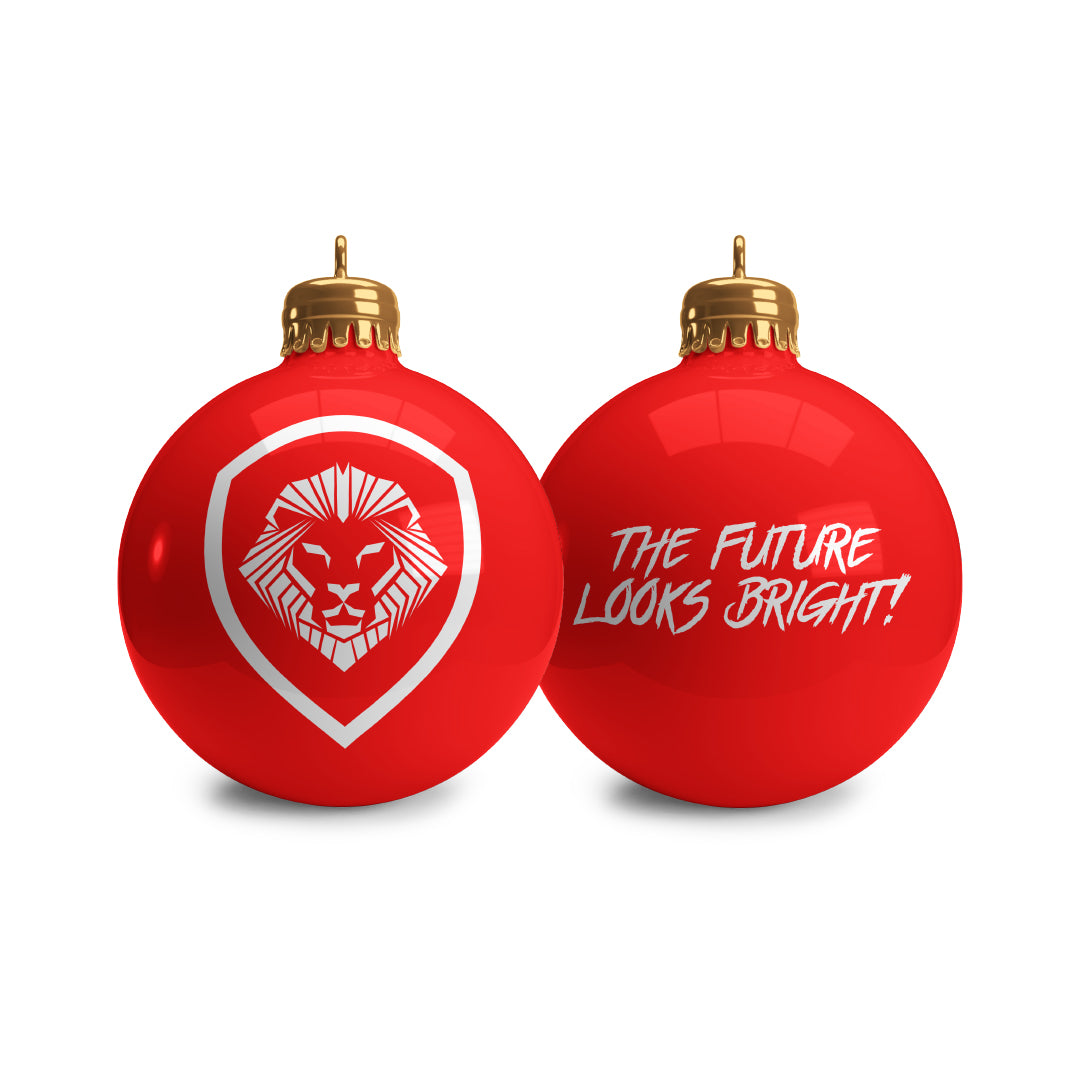 Valuetainment Red and White Lion Shield Christmas Ornament