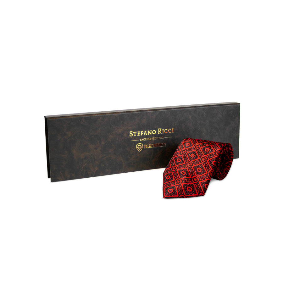 Limited Edition - Valuetainment x Stefano Ricci Red & Black Lion Shield Luxury Tie