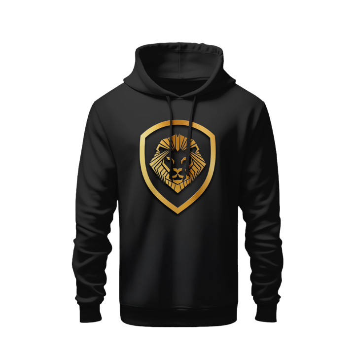Valuetainment Lion Black & Gold Shield Pullover Performance Hoodie