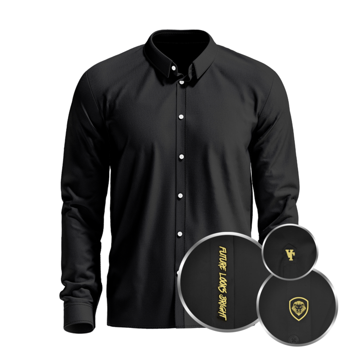 Valuetainment Men's Black Tencel Long Sleeve Button Down Shirt (Classic Fit)