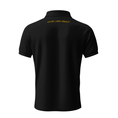 Future Looks Bright Lion Shield Logo Premium Black and Gold Polo Shirt (Classic Fit)