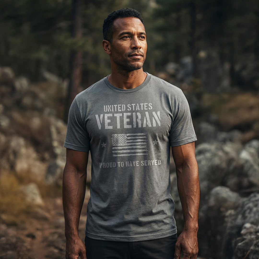 Heather Grey US Veteran Short Sleeve T-Shirt