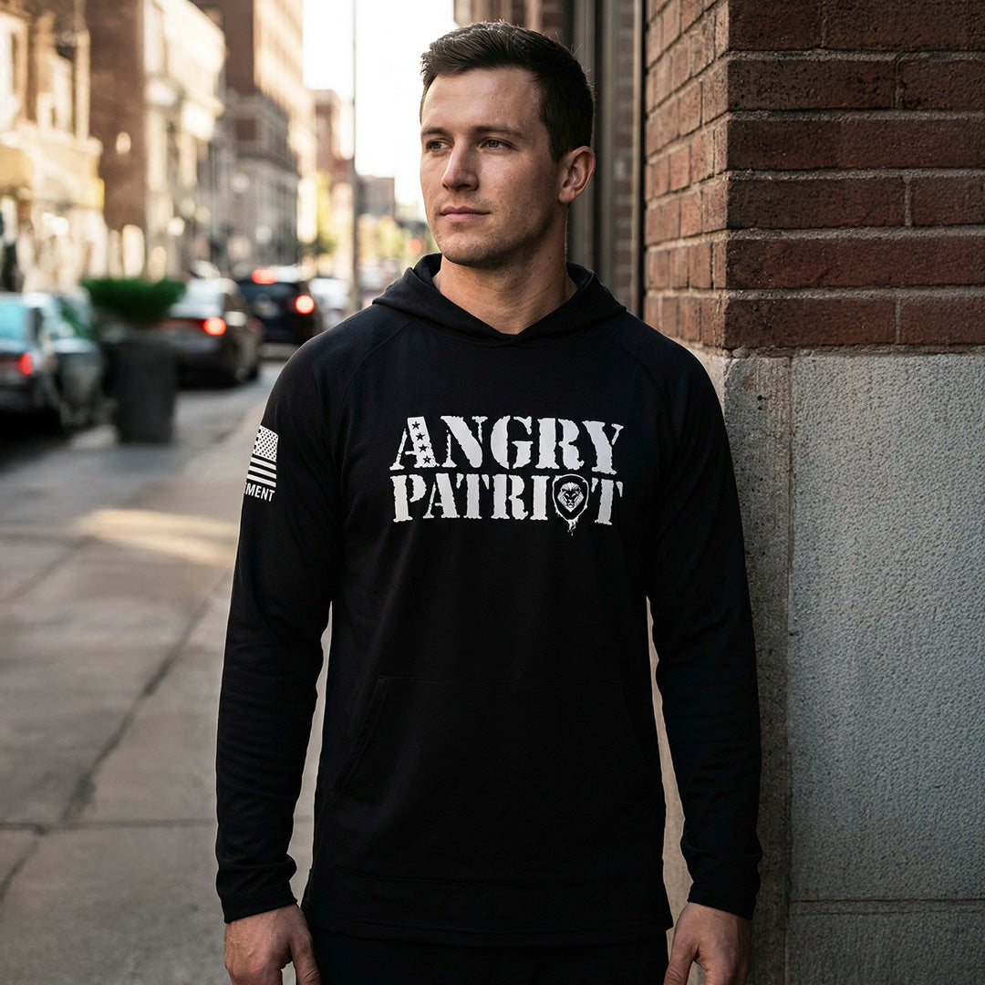Angry Patriot Black Long Sleeve Lightweight Hoodie