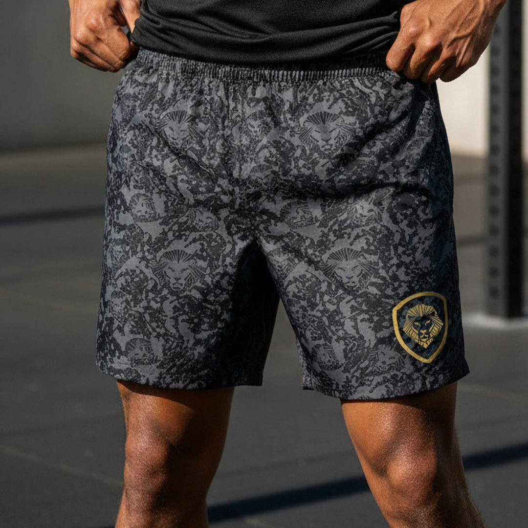 Men's Lion Shield Charcoal Grey Performance Shorts