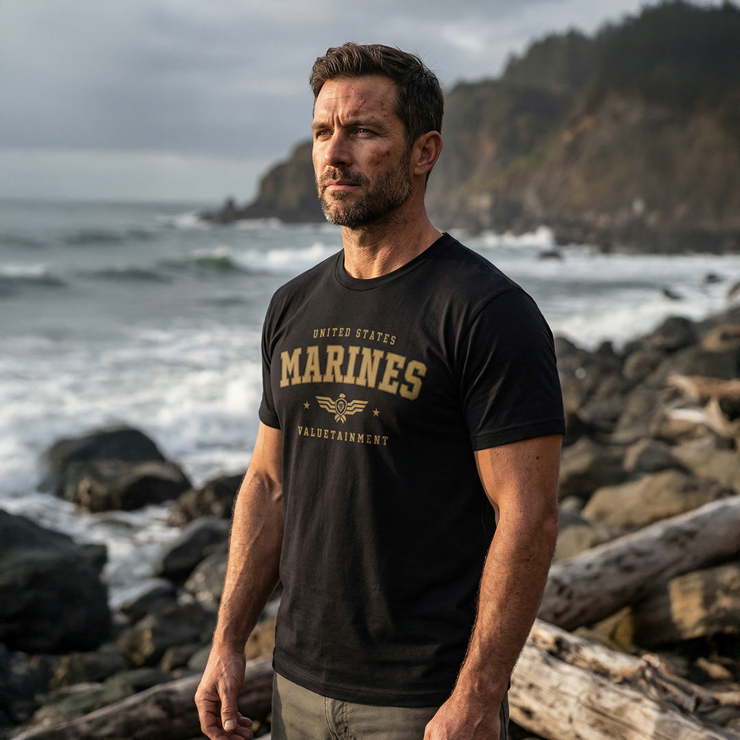 Future Looks Bright US Marine Corps Black Short Sleeve T-Shirt