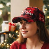 Merry Christmas Red and Black Buffalo Plaid Snapback Hat