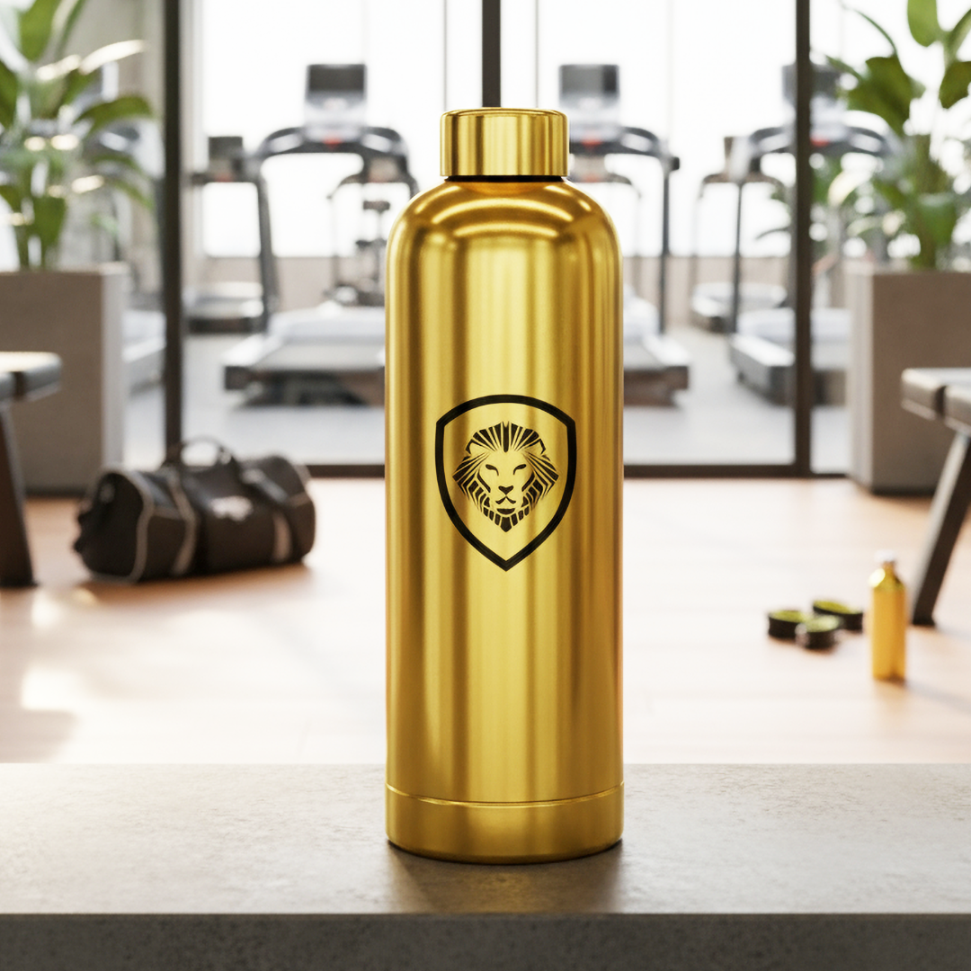 Lion Shield Metallic Gold Stainless Steel 25 oz. Water Bottle