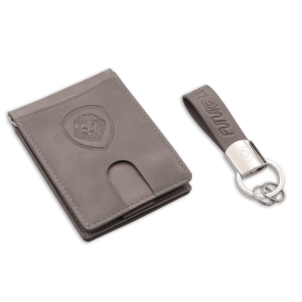 Valuetainment Gray Wallet-Keychain Set