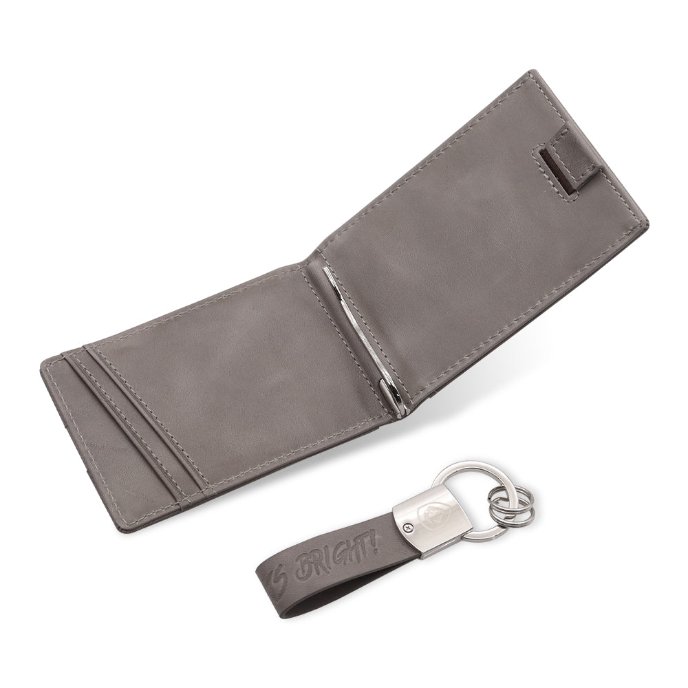 Valuetainment Gray Wallet-Keychain Set