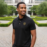 Future Looks Bright Lion Shield Logo Premium Black and Gold Polo Shirt (Classic Fit)