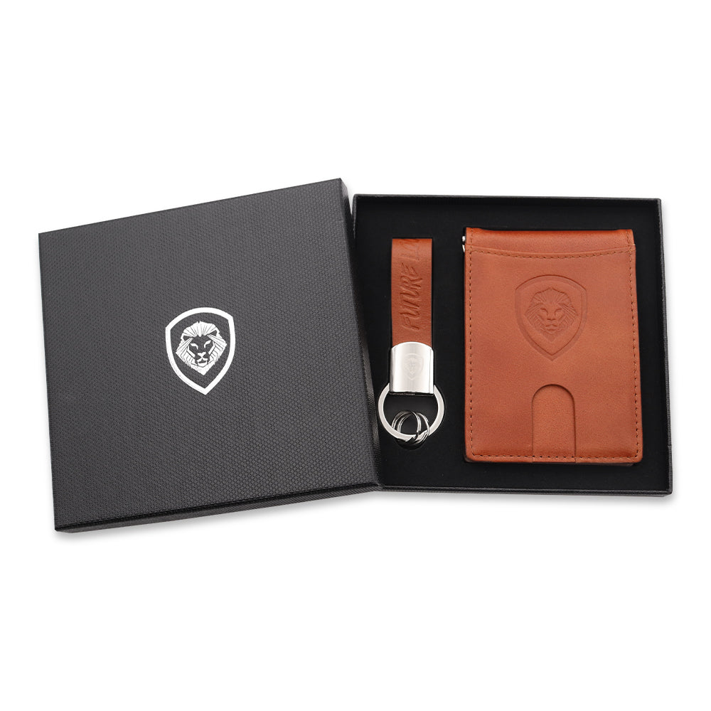 Valuetainment Brown Wallet-Keychain Set