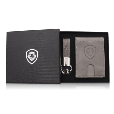 Valuetainment Gray Wallet-Keychain Set