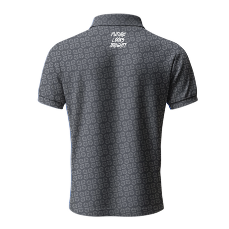 Lion Shield Dark Grey Pattern Print Short Sleeve Polo (Classic Fit)