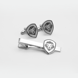 Lion Shield Valuetainment Black & Silver Cufflink & Tie Bar Set