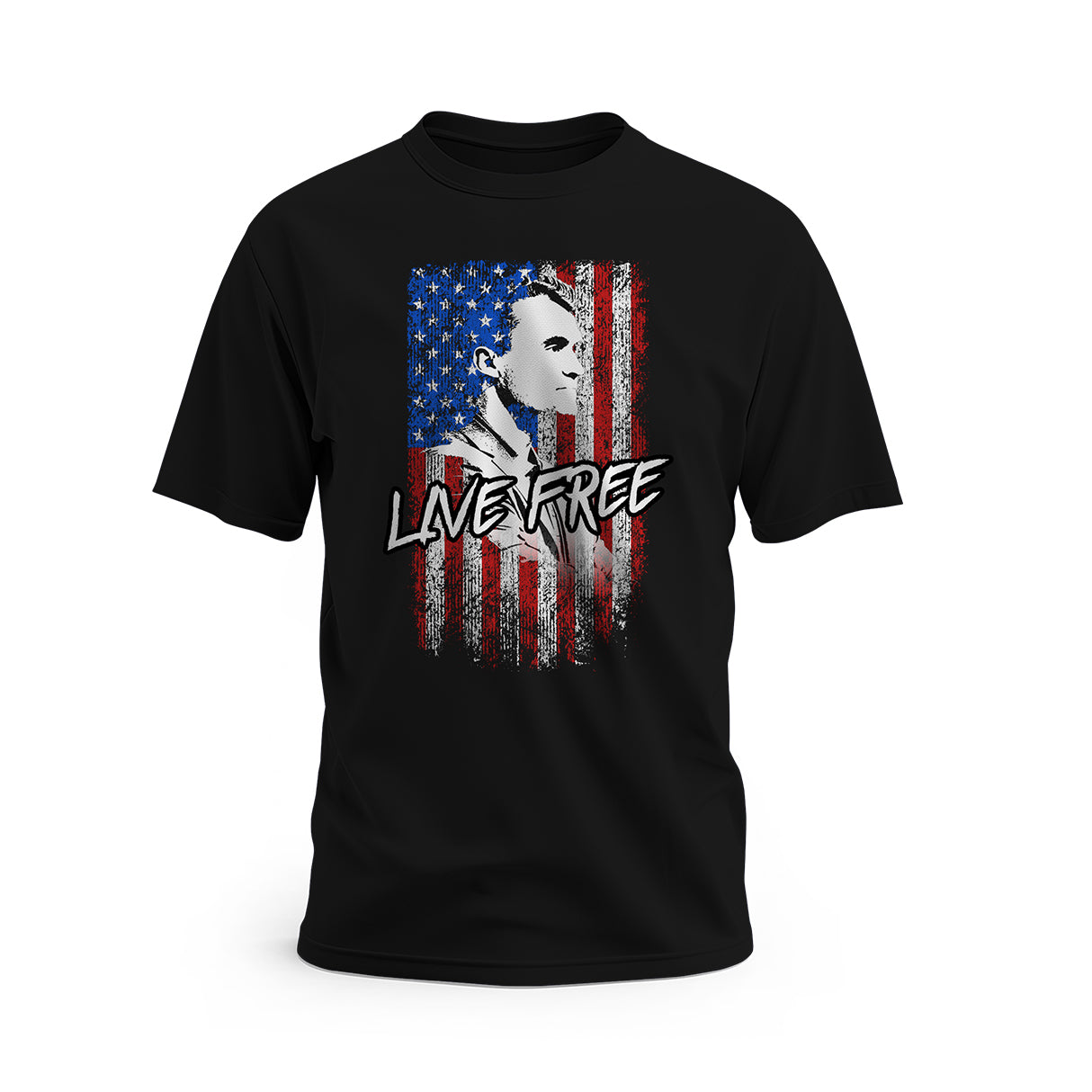 Charlie Kirk's Live Free Flag Black Short Sleeve T-Shirt