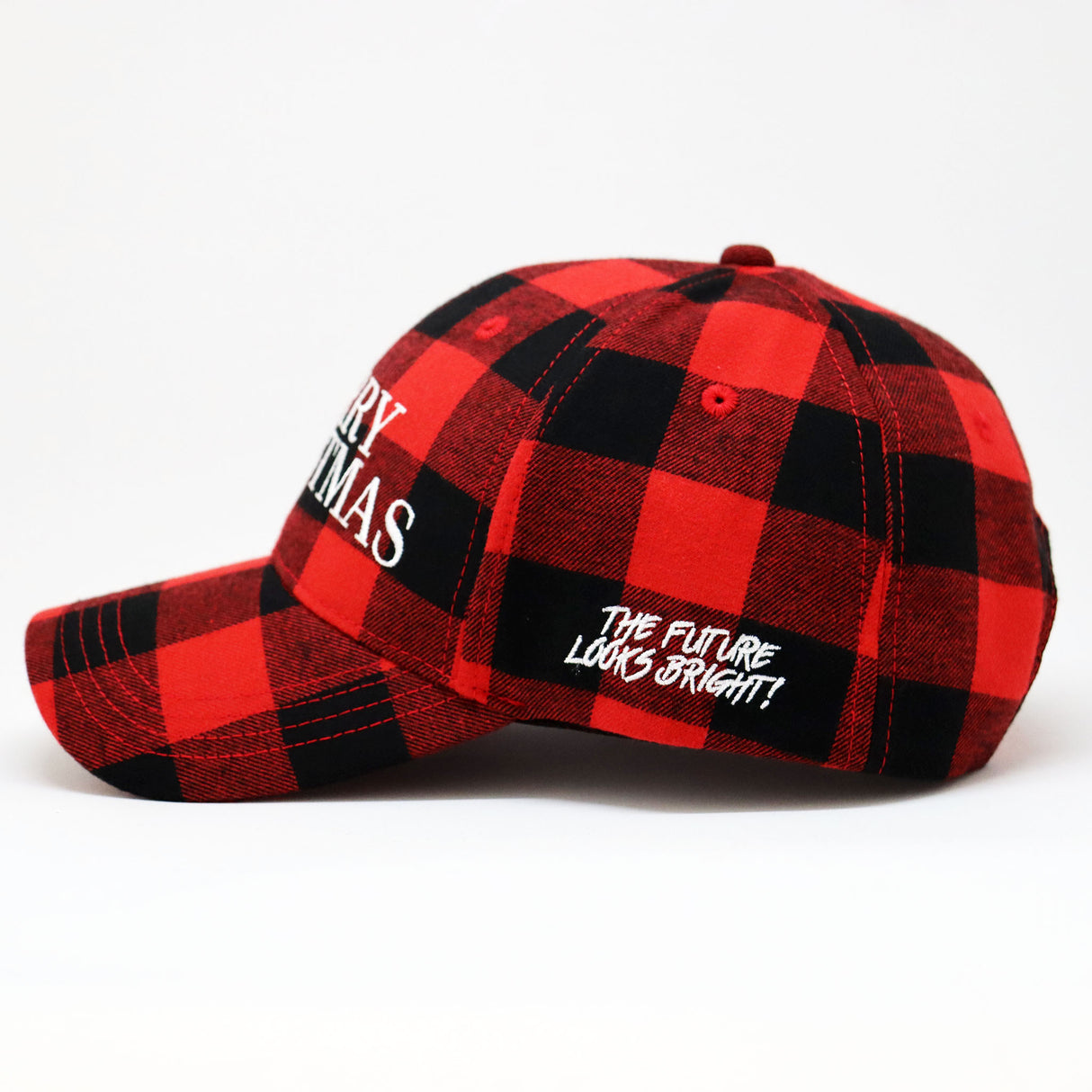 Merry Christmas Buffalo Check Flannel Snapback Hat