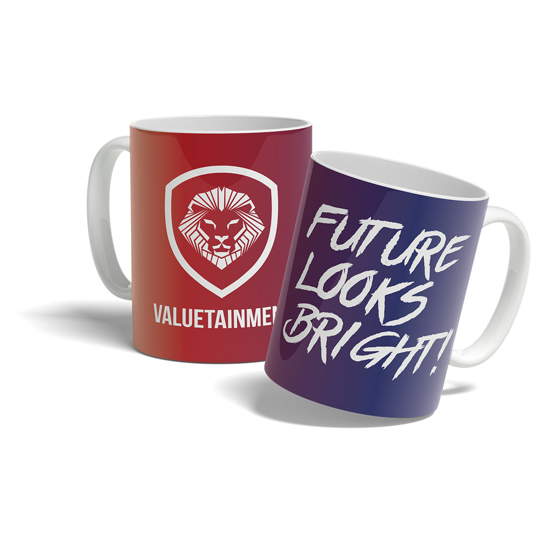 Future Looks Bright faded Shield Valuetainment mug