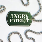 Angry Patriot Dog 25" Stainless Steel Dog Tag Necklace