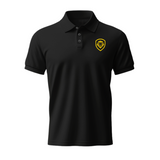 Lion Shield Black & Gold Short Solid Sleeve Polo (Classic Fit)