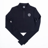 Women's Black Active Crop 1/4 Zip Up