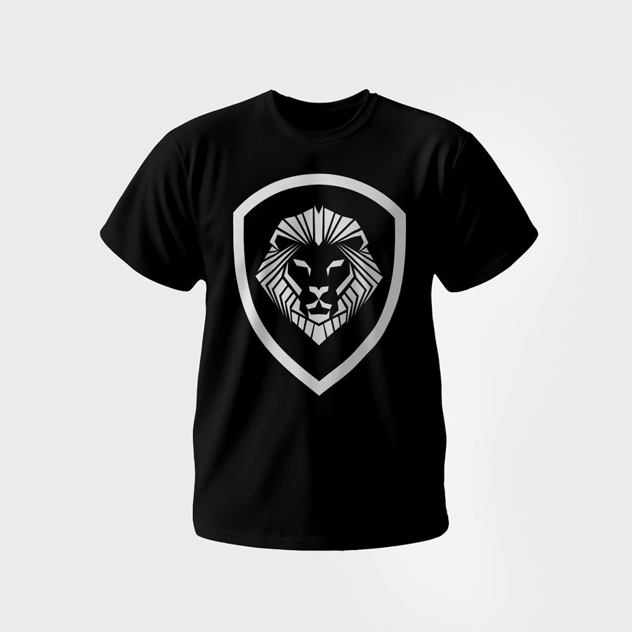 Kids Oversized Lion Shield Black Short Sleeve Shirt