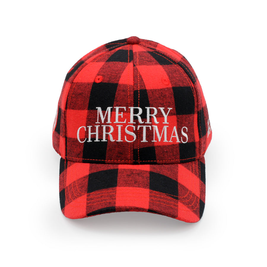 Merry Christmas Buffalo Check Flannel Snapback Hat