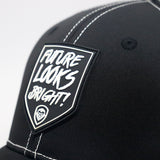 Future Looks Bright Shield Contrast Stitch Black Snapback Hat