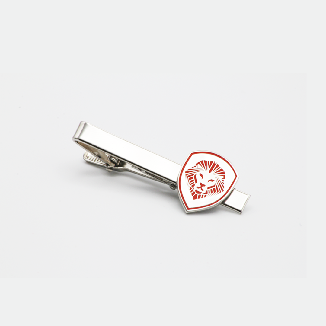 Lion Shield Valuetainment Red & Silver Cufflink & Tie Bar Set