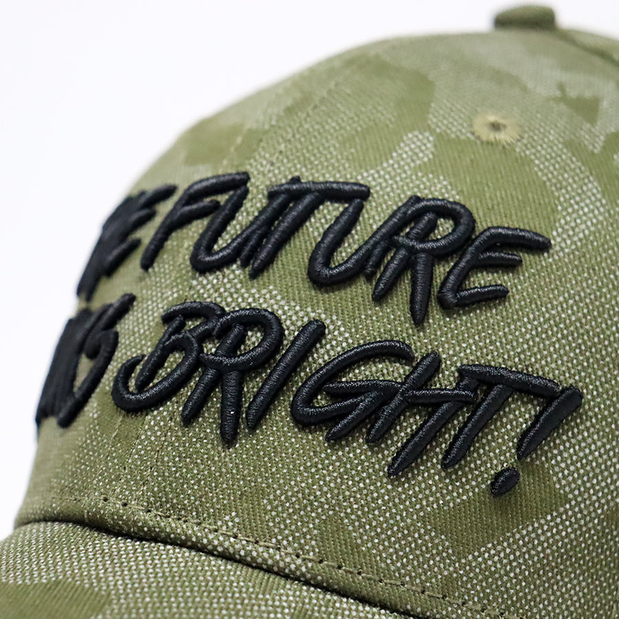 VT Shield Logo Future Looks Bright Army Green Textured Snapback Hat