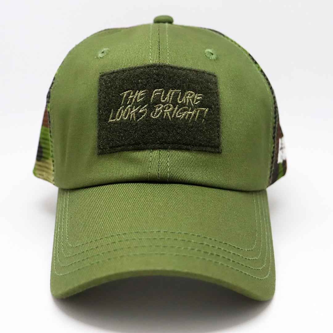 Future Looks Bright Army Green Camo Trucker Patch Snapback Hat