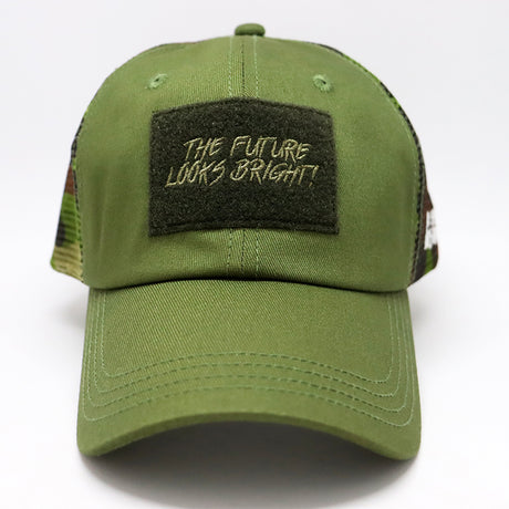 Future Looks Bright Army Green Camo Trucker Patch Snapback Hat
