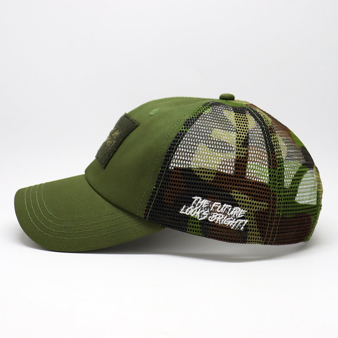Future Looks Bright Army Green Camo Trucker Patch Snapback Hat