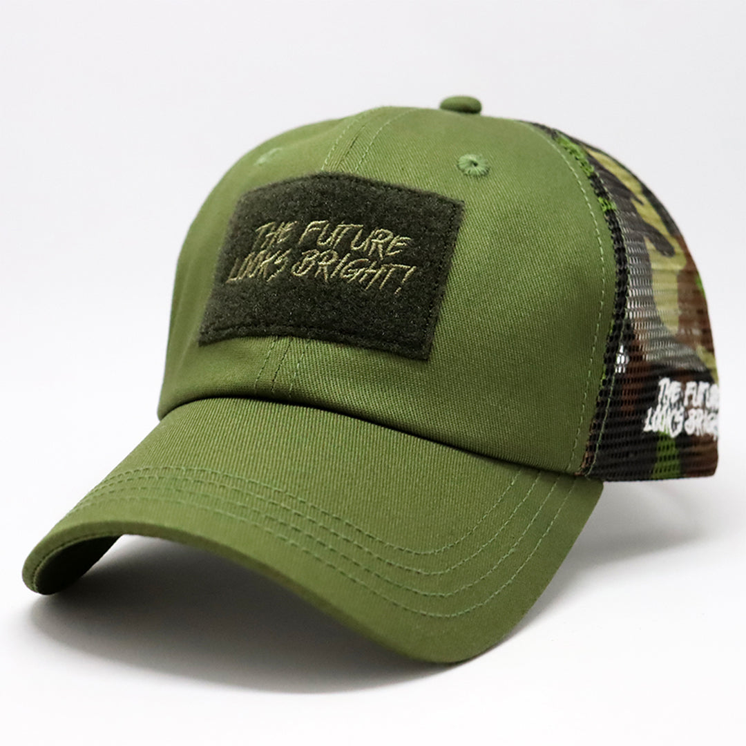 Future Looks Bright Army Green Camo Trucker Patch Snapback Hat