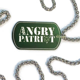 Angry Patriot Dog 25" Stainless Steel Dog Tag Necklace