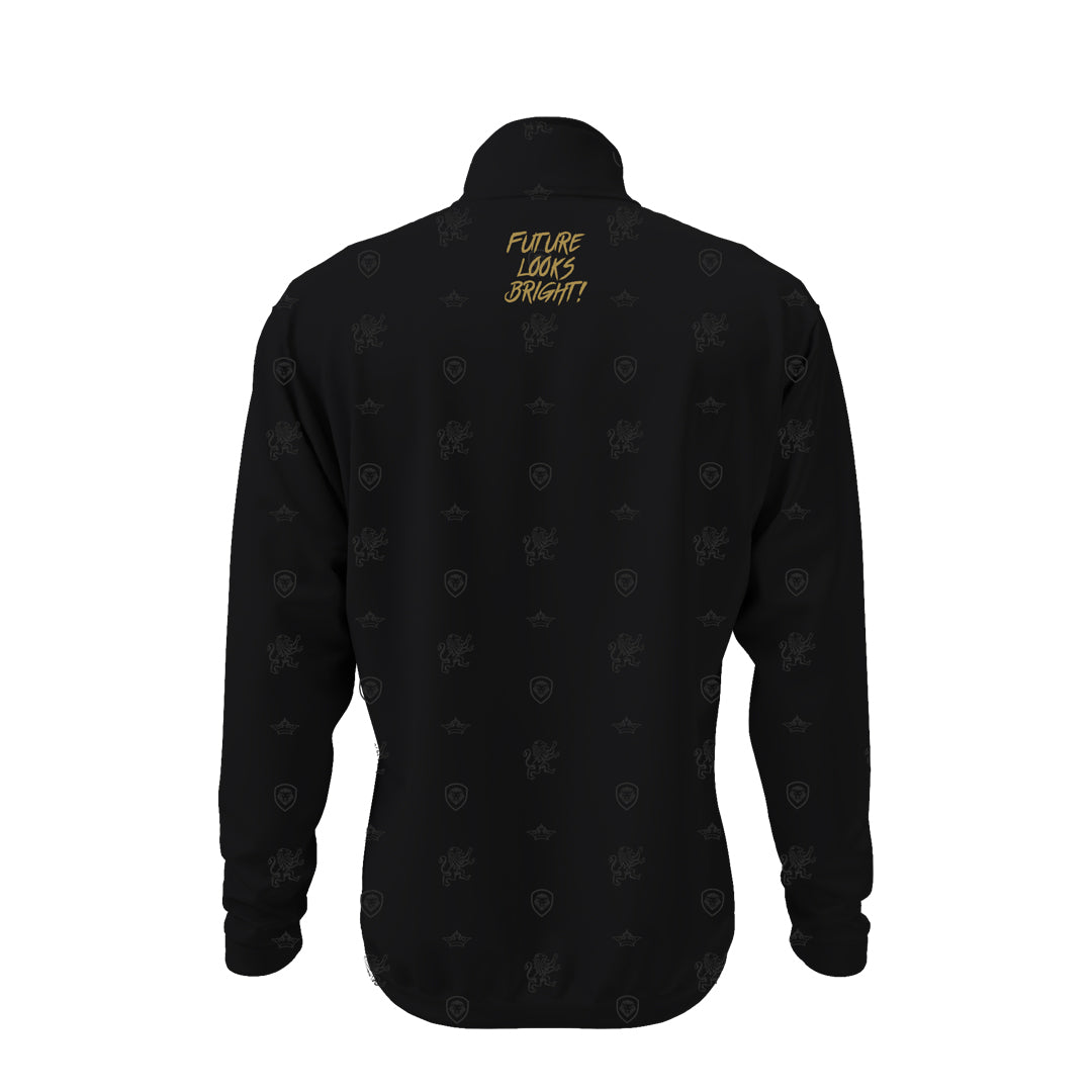 Future Looks Bright Royal Crest Allover Print Gold and Black 1/4 Zip Pullover