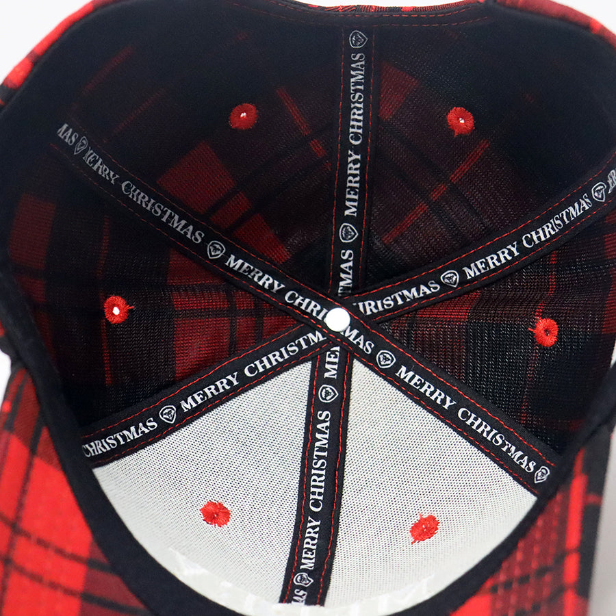 Merry Christmas Red and Black Buffalo Plaid Snapback Hat