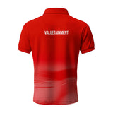 Lion Shield Red & White Gradient Pattern Short Solid Sleeve Polo (Classic Fit)