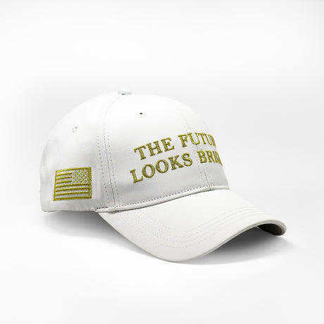 **Limited Edition 1 of 50** The Future Looks Bright White & Gold Election Snapback hat