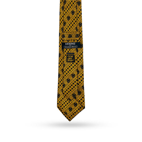 Valuetainment x Stefano Ricci Yellow & Black Diagonal Lion Shield Pattern Luxury TIe