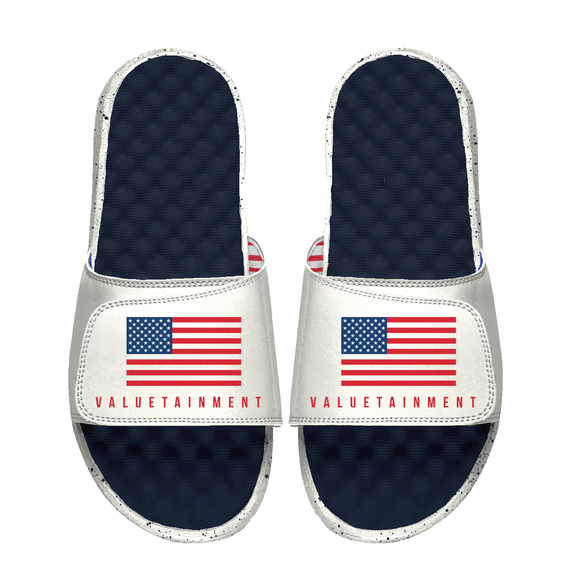 Valuetainment Lion Shield Patriotic USA Flag Comfort Slides